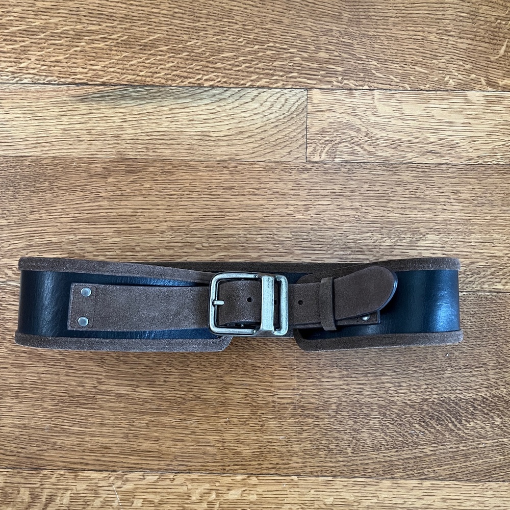 Beautiful Elisa M black/brown belt. Never worn , M/L